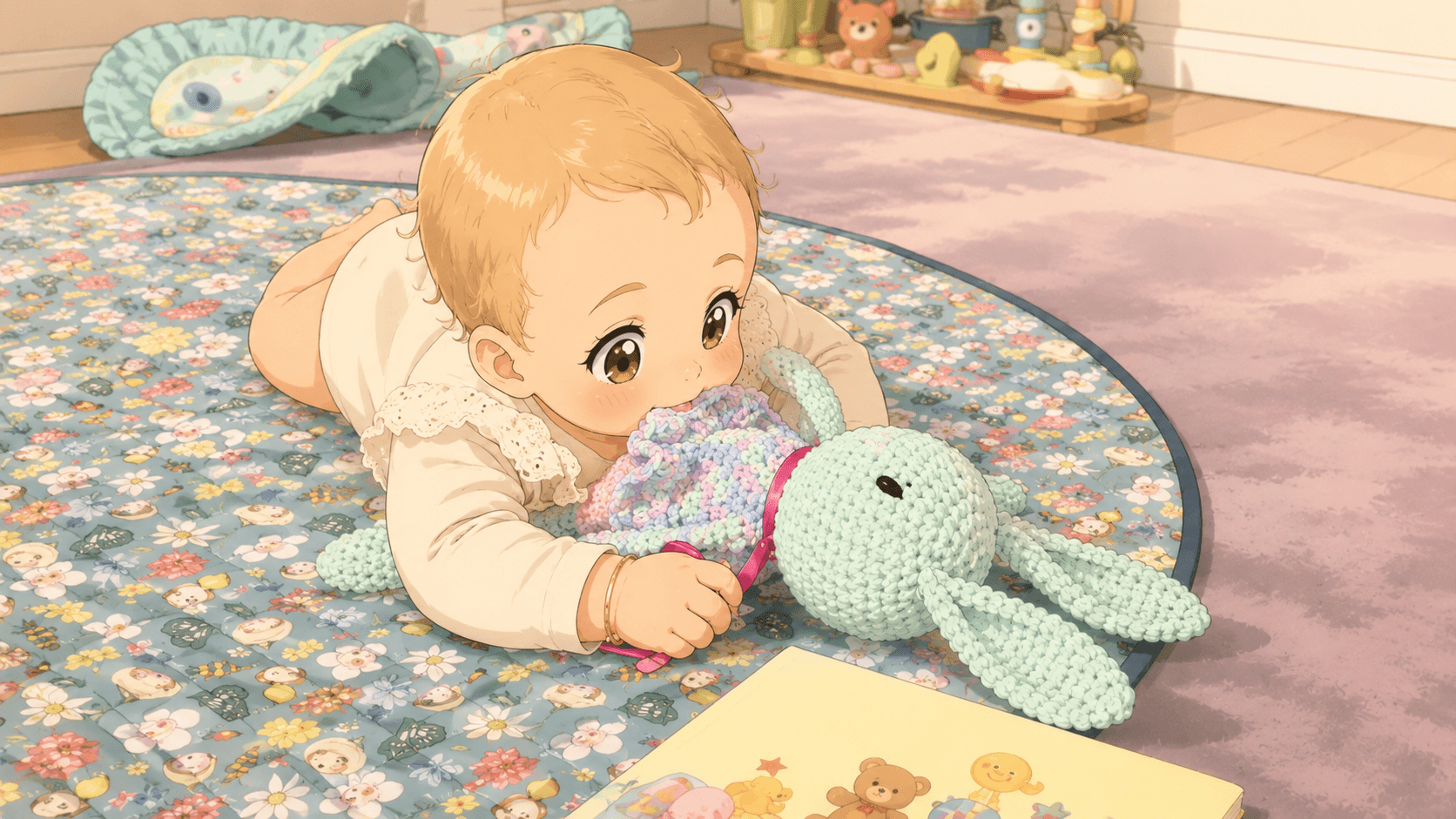 A parent and child playing together on the floor
